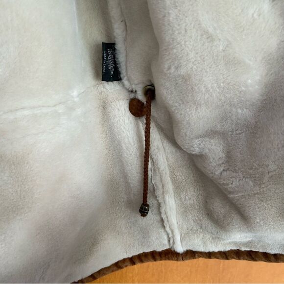 VTG Gallery Leather Suede Penny Lane Sherpa Driving Coat Size Medium - Picture 12 of 16